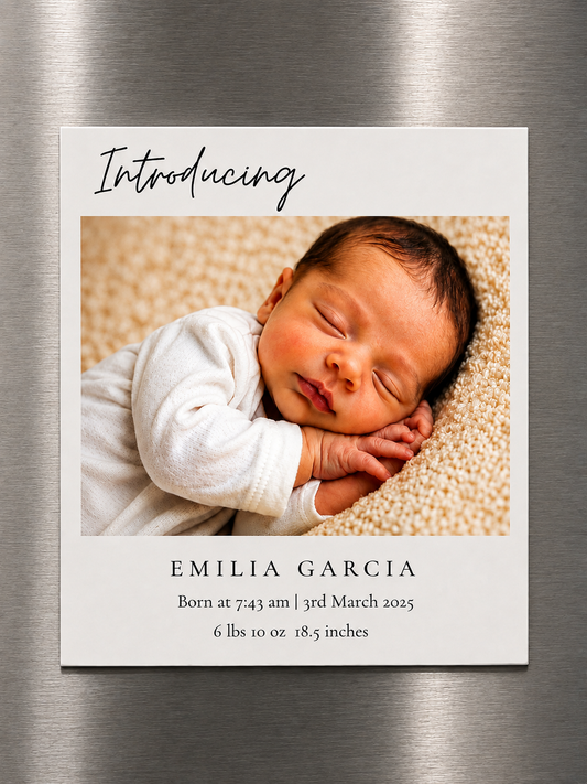 Custom Birth Announcement Photo Magnet